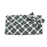  Navy & Green Tartan Plaid Cummerbund & Bow Tie